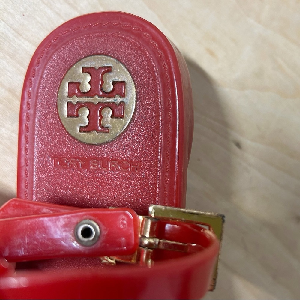 Tory Burch Red Jelly Gladiator Women's Flat Sandals Roxanne Sz 6 EUC - Picture 9 of 11